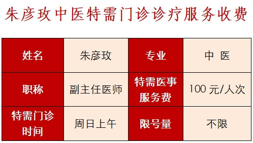 關于開設朱彥玫中醫特需門診的公告